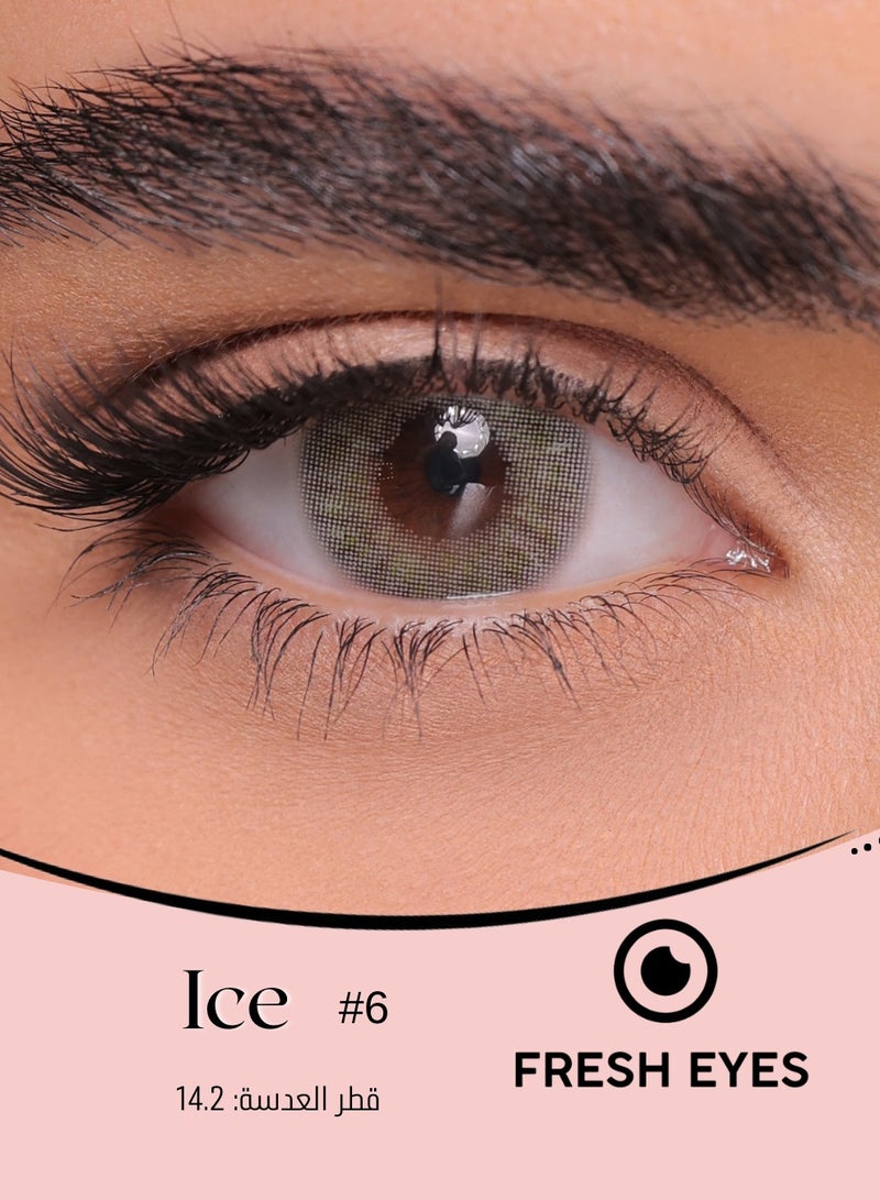 فريش آيز عدسات عيون لاصقة ملونة يومية  للفتيات والسيدات ألوان طبيعية وهادئة توسع العين قطر 14.2 لون آيس - Image 1